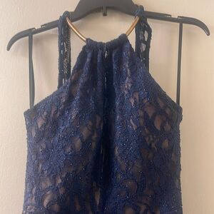 Dress navy mock neck